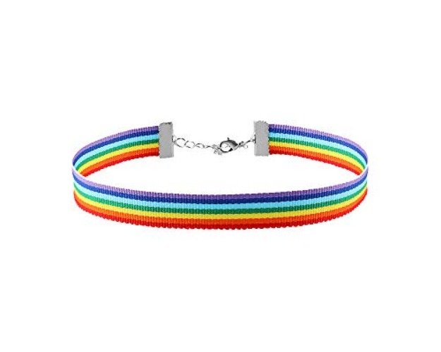 Rainbow/Bisexual/Transgender Choker Necklace with Metal Clasp — Colorful Necklace for Men, Women and Non-Binary Individuals — LGBT Pride Gift for Lesbian, Gay, Bisexual and Transgender People - Rainbow Gay Pride - 1