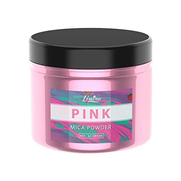 Epoxidharz Farbe - 60g Pink Metallic Mica Pulver Glitter Seifenfarbe Pigmentpulver für Epoxy Resin Farbe, Seifenherstellung - Natürliches Mica Powder Harz Farben für Epoxidharz, Lipgloss, Slime