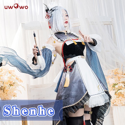 【In Stock】Uwowo Genshin Impact Fanart Shenhe Maid Dress Cosplay Costume - 2XL