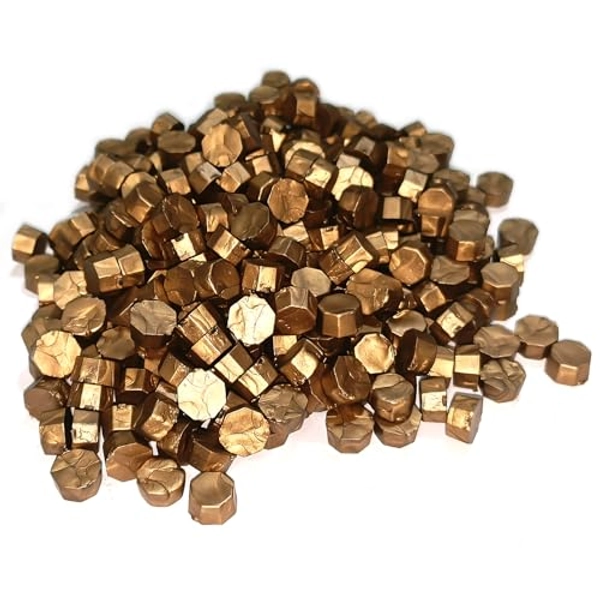Wachs Achteckig Wachssiegel Stempel, 500 Stück siegelwachs Perlen, für Vintage Siegellack und Brief, Einladungen, Karten, Paket Geschenk (Antike Bronze)