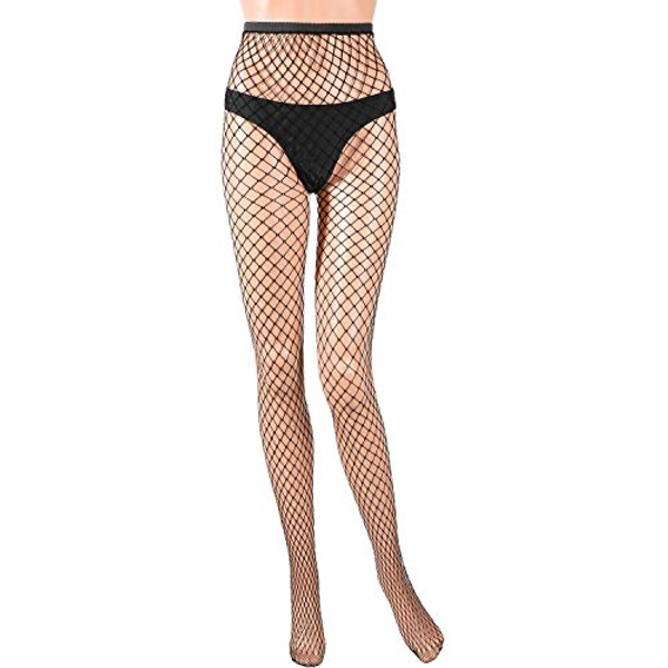 SATINIOR Frauen Fischnetz Kreuz Mesh Strümpfe Netzstrumpfhose Netzstrümpfe (Schwarz)