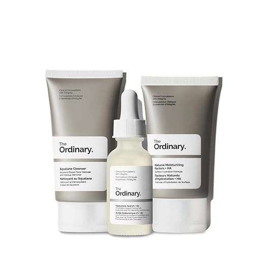 The Ordinary The Daily Set, Daily Skincare Routine with Squalane Cleanser, Hyaluronic Acid 2% + B5, and Natural Moisturizing Factors + HA
