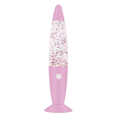 Vanful 13 Inches Pink Glitter Lamp with Hexagonal and Pentagonal Sparkles for Adults and Kids，Glitter Pink Night Light for Girls Bedroom Home and Party Christmas Thanksgiving Day Decoration - Pink