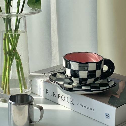 Kate Checkered Mug and Saucer | Default Title