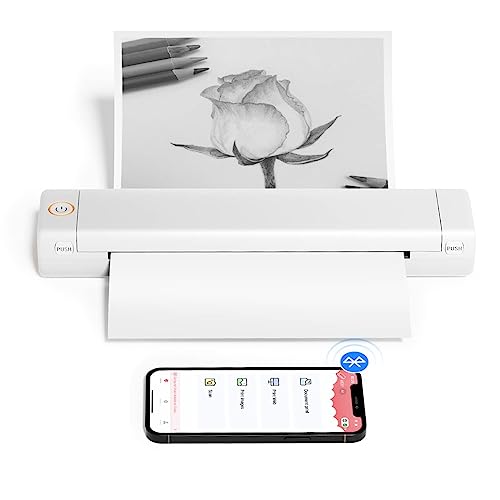 Phomemo Portable Printers Wireless for Travel, Thermal Tattoo Stencil Printer for Office, Home, Business, M08F-Letter Bluetooth Compact Printer for 8.5" X 11" Size, Compatible with Smartphone&Laptop - Printer - White & Orange