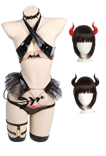 Soul Snatch | "Rebellious Spirit" Succubus Set - Black Horns and Accents / Stockings for height 166-174