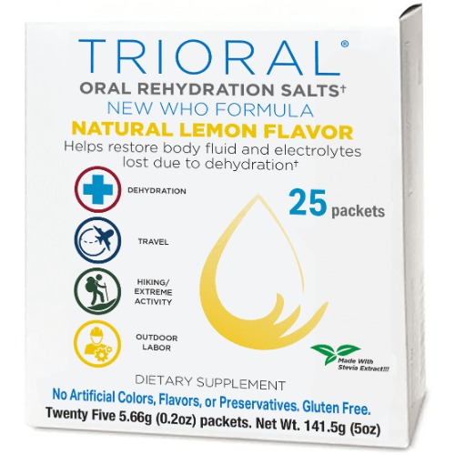 TRIORAL Natural Lemon w/ Stevia Oral Rehydration Salts (World Health Organization (WHO) New Formula (25 Packets/Box) | Default Title
