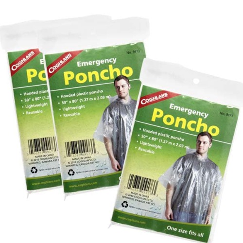 Emergency Rain Ponchos with Hood - 3 Pack | Default Title
