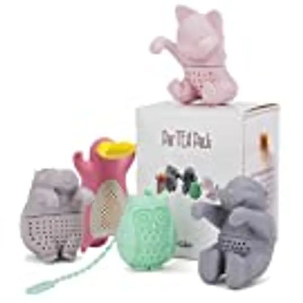 Tea Infuser Set, Tea Infusers for Loose Tea for a Mug or a Cup, ParTea Pack Tea Strainers for More Enjoyable Tea Times with Friends and Family, 5-pack Silicone Tea Steeper Set, Multi Color