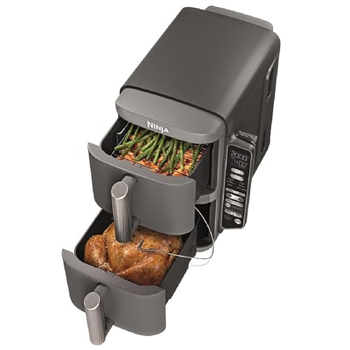 Ninja DoubleStack XL Smart 2-Basket Air Fryer, Smart Cook System, DoubleStack Technology Cook 4 Foods at Once, Space Saving Design, 10 QT, 6-in-1, Smart Finish & Match Cook, Air Fry, Broil, Bake SL451 - 10 QT + Thermometer