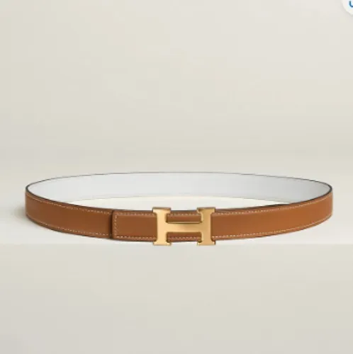 Mini H belt buckle & Reversible leather strap 24 mm