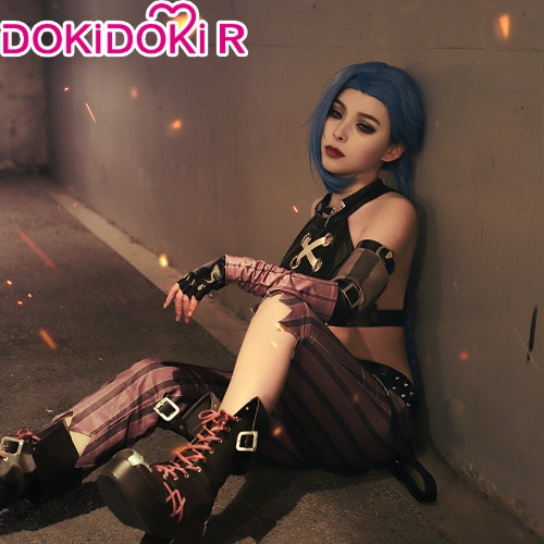 【 Reay For Ship】【Size XS-XXL 】DokiDoki-R League of Legends Game Cosplay Jinx Cosplay Costume/Shoes Arcane LOL | XL / Jinx
