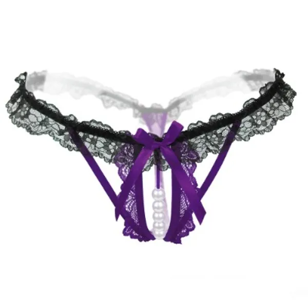 Women’s Sexy Panties,Lace Thongs G-String with Pearls Ball