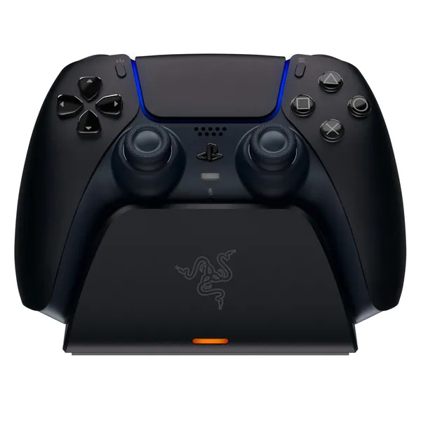 Razer Quick Charging Stand for PlayStation 5: Quick Charge - Curved Cradle Design - Matches PS5 DualSense Wireless Controller - One-Handed Navigation - USB Powered - Black (Controller Sold Separately) - Black Charging Stand