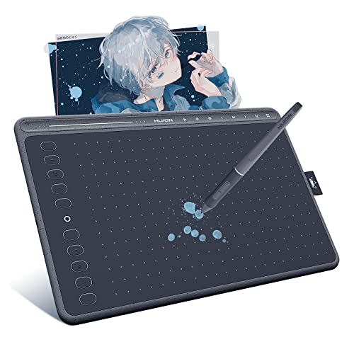 HUION HS611 Tableta Gráfica,Tabletas de Dibujo Profesional con Lápiz Digital PW500,Equipado con Botones Táctiles Multimedia (Reproducción de Música),Ideal para Trabajar Desde Casa y Aprendizaje Remoto - HS611 (10.2 x 6.36 Pulgadas)