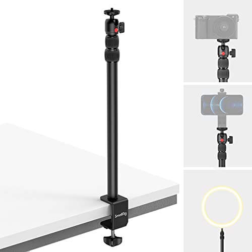 SmallRig Selection Camera Desk Mount Table Stand 13"-35" with 1/4" Ball Head, Adjustable Light Stand, Tabletop C Clamp for DSLR Camera, Ring Light, Live Streaming, Photo Video Shooting - 3488