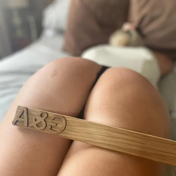 Thumper Oak & Leather RAISED LETTER Personalised Spanking Paddle bdsm BRANDING Stick