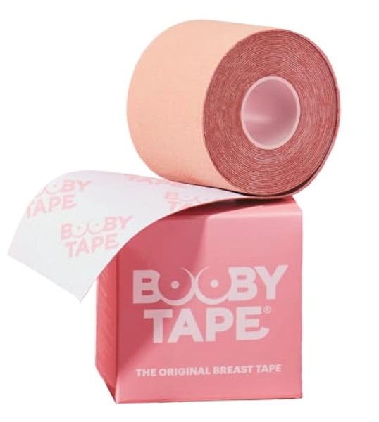 Booby Tape - The Original Breast Tape for Women, Latex-Free and Waterproof Boob Tape Roll, Painless Body Tape for Breast, Reliable Bra Tape for Boob Lift of Any Size, Beige, 5-Meter Roll