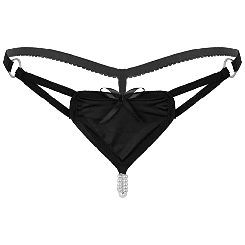 Fldy Womens Beaded Pearl G-String T-Back Bikini Thongs Tangas Lingerie Underwear Micro Sissy Briefs