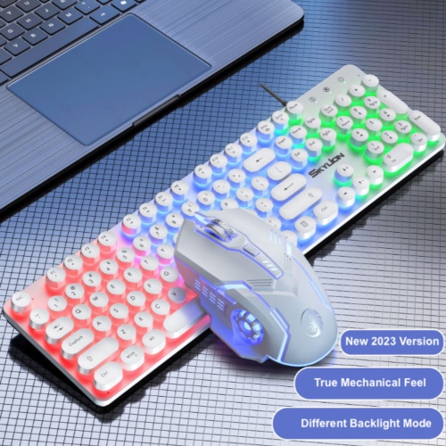 Dragon  BX9 LED Backlight Gaming USB Wired Keyboard Mouse Set - White