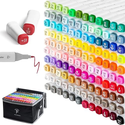 JACK BROWN 120 Colors Alcohol Markers Set with Fine & Chisel Dual Tip - Professional Art Markers for Adults & Kids, Perfect for Drawing, Sketching, Coloring & Animation - Includes Durable Marker Case - Set of 120