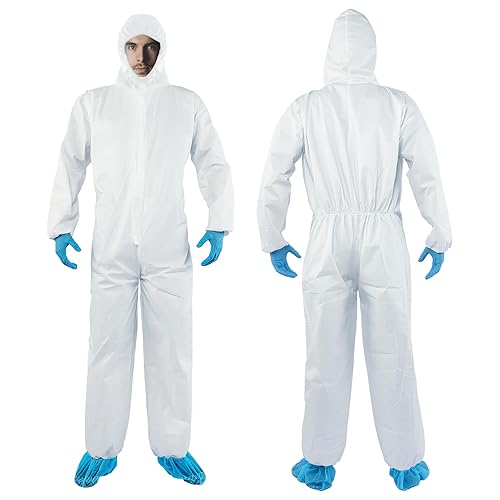 YIBER Hazmat Suit Disposable Coverall | Full Body Painters Suit in 7 Sizes with Multiple Specifications - X-Large - 1
