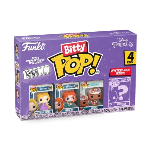 Funko Bitty Pop! Disney Princess Mini Collectible Toys - Rapunzel, Merida, Moana & Mystery Chase Figure (Styles May Vary) 4-Pack
