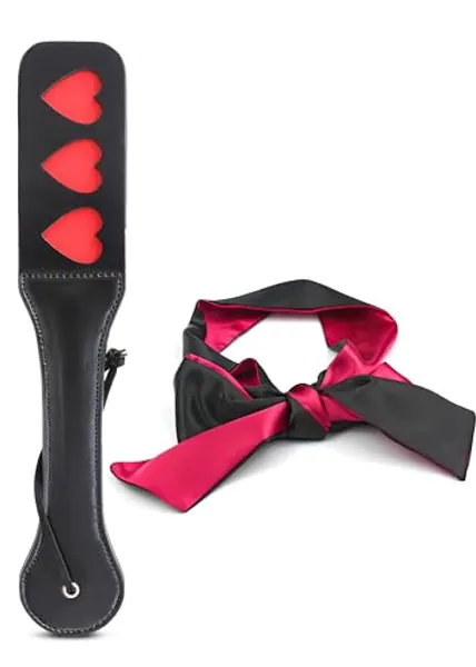 MILOPEDOX SM Paddle Black Flogger Whip Crop and Mask Fetish Set Paddle Spanking Sex Blindfold for Spanking Adults