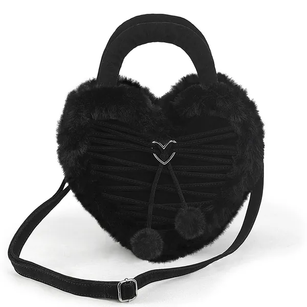 Demonia Faux Fur Heart-Shaped Purse