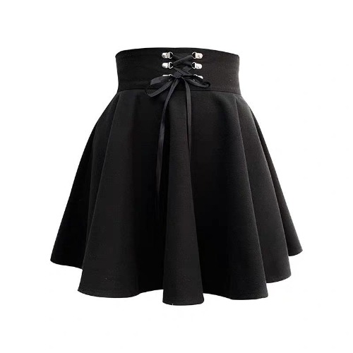 'Toil and Trouble' Black Lace up Skirt - Black / L