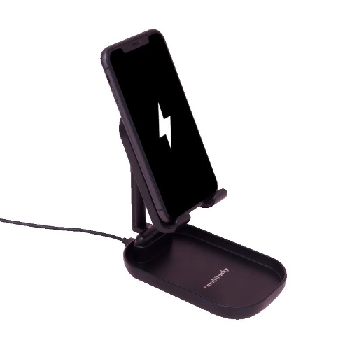 Deluxe Foldable Cell Phone Charger Stand & iPad Holder - Ink Black