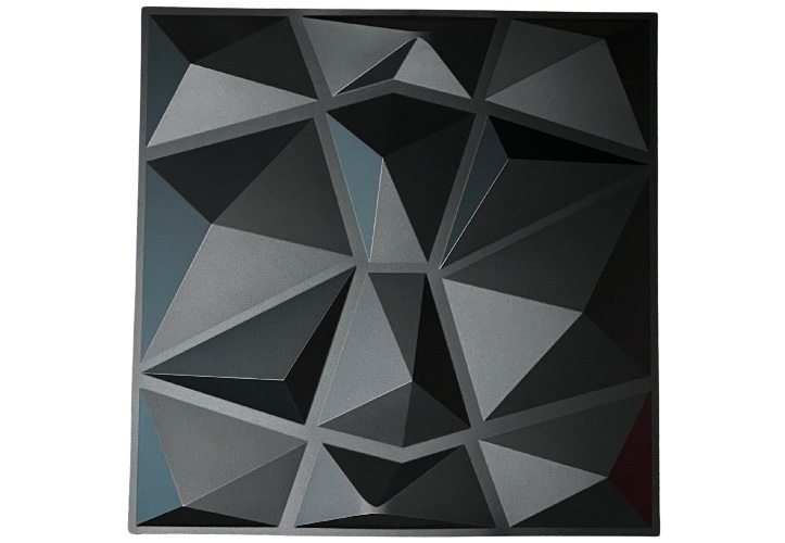 12 Pack - PVC Geometric 3D Wall Panel For Sound Diffusion - Modern 3D Design For Walls And Ceilings - 60x60 cm / Black