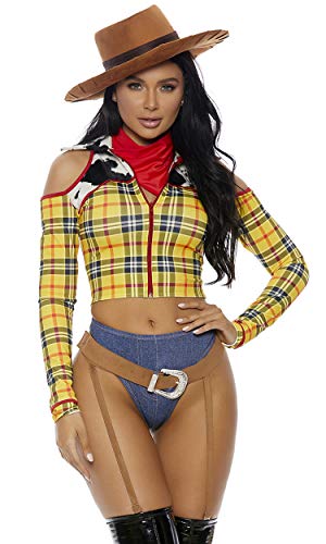 Forplay Women's Playtime Sheriff Sexy Cowboy Movie Character Costume - Yellow - L/XL