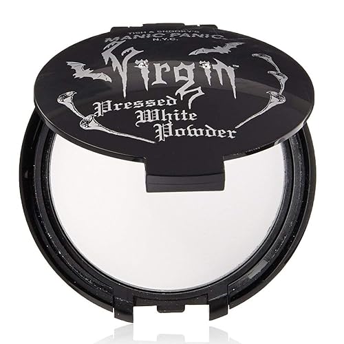 MANIC PANIC Vampyre's Veil White Pressed Powder - Ultra Matte Face Makeup for Buildable Light to Full Coverage - Long-Lasting Setting Powder with Mirror & Applicator (2.4oz)