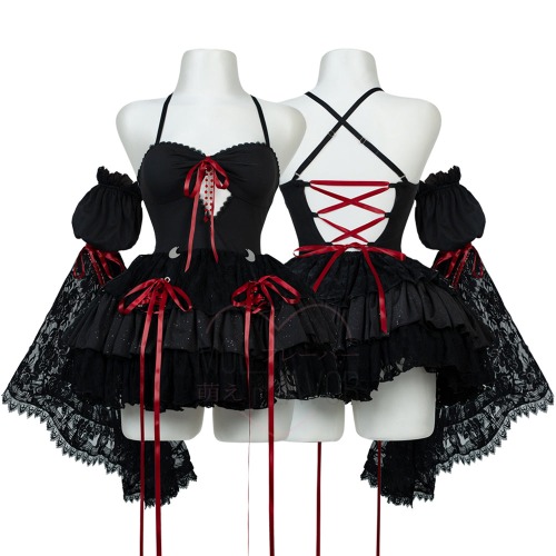 Blood Moon Laced Witch Dress - Black / L/XL