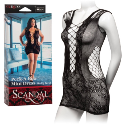 Scandal Plus Size Peek-a-Boo Mini Dress - Plus Size - Black