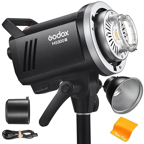 Godox MS300V LED Studio Flash 300W, 2.4G Wireless 5600±200K CCT LED Light 0.1～1.8S Recycle Time Bowens Mount with LED Modeling Lamp, Outstanding Power Output Stability Monolight for Studio Photography