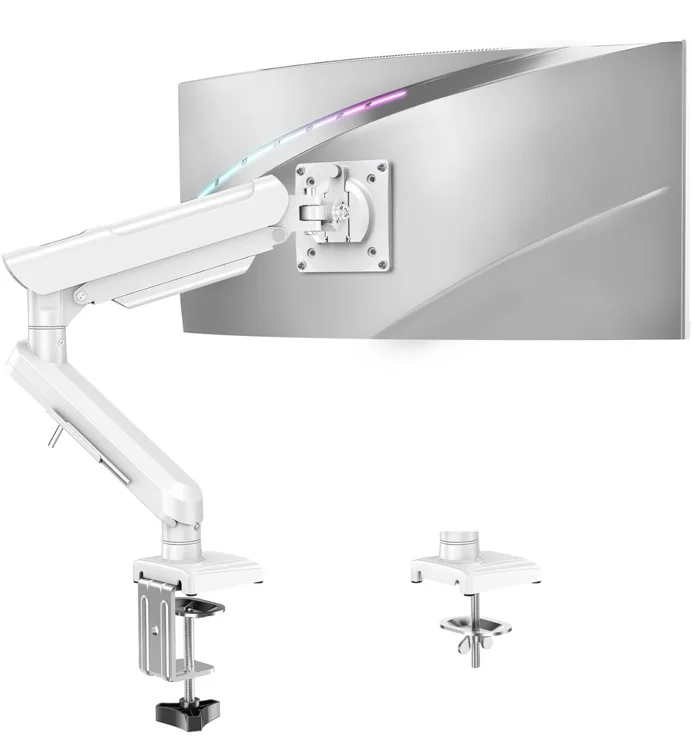 Single Monitor Mount for 13-32 inch Screen, Gas Spring Arm, Gaming & Home Office Use, VESA 75x75mm & 100x100mm, Freelift Pro White - White - Single