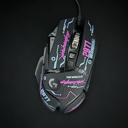 REDQIN Mouse Grip Tape Full Coverage for Logitech G502 Wired/ G502 Wireless Self-Adhesive, PreCut, Sweat-Resistant, Anti-Slip (Cyberpunk) - for G502 Wired / G502 Wireless - Cyberpunk-Lizard