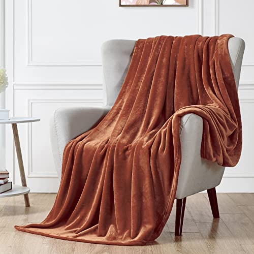  Fuzzy Lightweight Blanket - Rust - 60"x80"