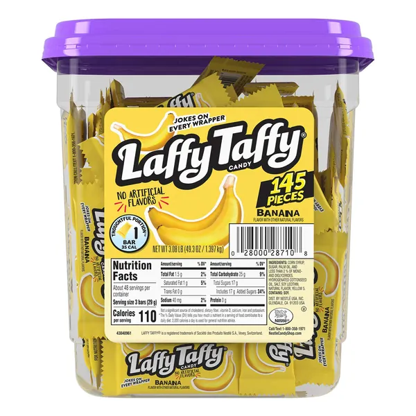 Laffy Taffy Candy Jar, Banana, 145 Count - Banana 145 Count (Pack of 1)