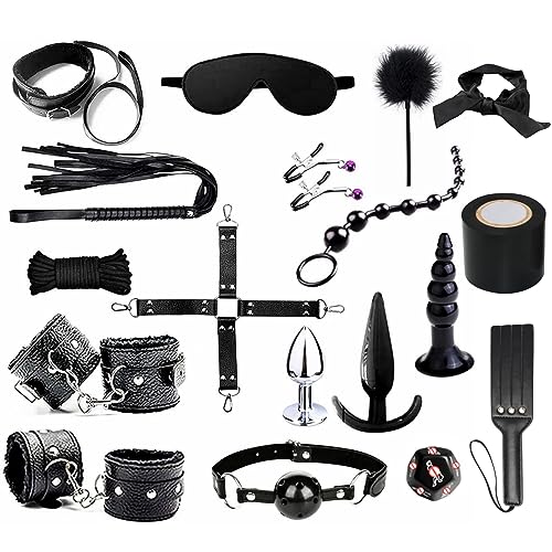 Sex Toys Bondage BDSM Kit Restraints Set Fetish Bed Restraints Kits for Beginners SM Adult Games 18Pcs - 18pcs-black