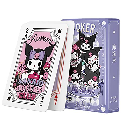Oxsioeih 54 Pcs Kawaii Playing Cards for Card Games Poker Cards Cute Cartoons Deck of Cards Table Game Cards 3.5in × 2.4in - Purple