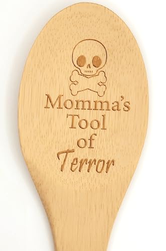 Funny Cooking Spoon, Eco-Friendly Bamboo Cooking Utensil, Funny Old School Gag Gift, Gen X, Wooden Spoon Survivor, Sassy Humor, Laser Engraved Wooden Spoon (Not Personalized) (Momma's Tool of Terror) - Momma's Tool of Terror