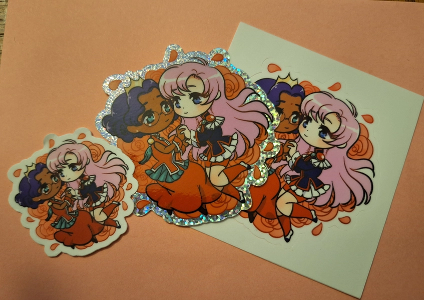 Revolutionary Girl Utena | Anthy Himemiya Utena Tenjou stickers 2 and 3 inches kiss cut glitter and die cut cute kawaii shoujo anime wlw