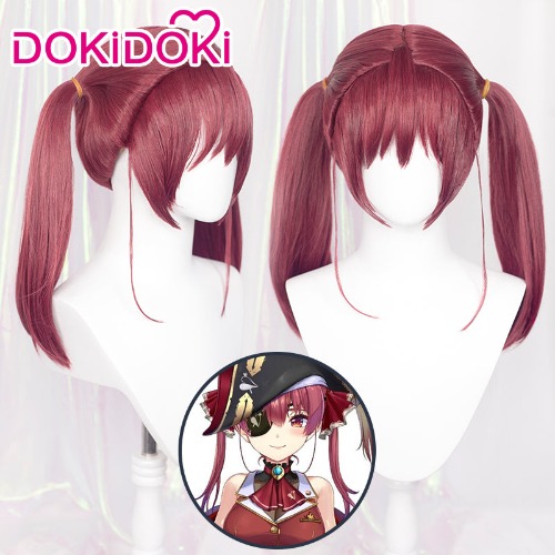 【Ready For Ship】DokiDoki Hololive English Cosplay Houshou Marin Wig Cute Women Red hair | Houshou Marin