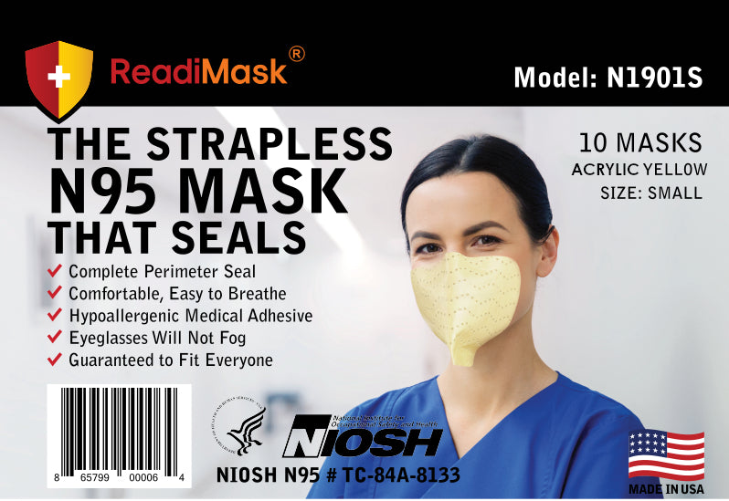 N95 Small/Petite Yellow - No Shield - 10 Pack   NIOSH Approved N95 Respirators in Resealable Plastic Bag | Default Title