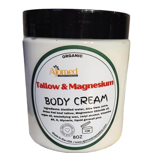Beef Tallow & Magnesium Body butter - Grass Fed and Finished beef tallow Magnesium Cream- Handmade moisturizer for Cracked, Dry, Itchy skin- eczema cream- diaper rash (SANDALWOOD VANILLA) - SANDALWOOD VANILLA