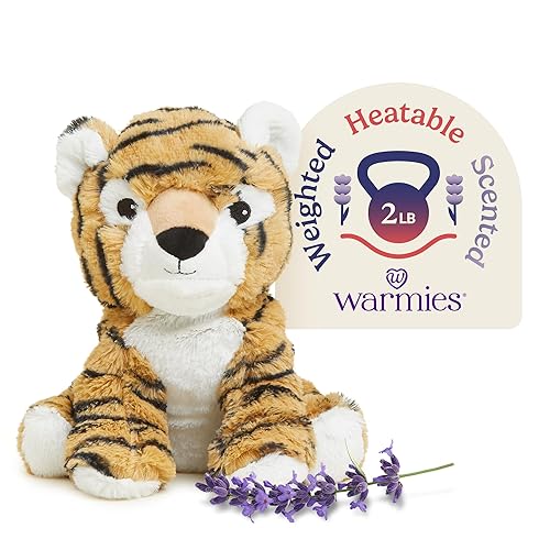 warmies Tiger Microwavable, Hot or Cold Lavender Scented Cozy Plush Animal - Tiger