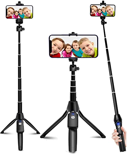 BZE Selfie Stick, 46 inch Extendable Selfie Stick Tripod,Phone Tripod with Wireless Remote Shutter,Group Selfies/Live Streaming/Video Recording Compatible with All Cellphones - selfie stick
